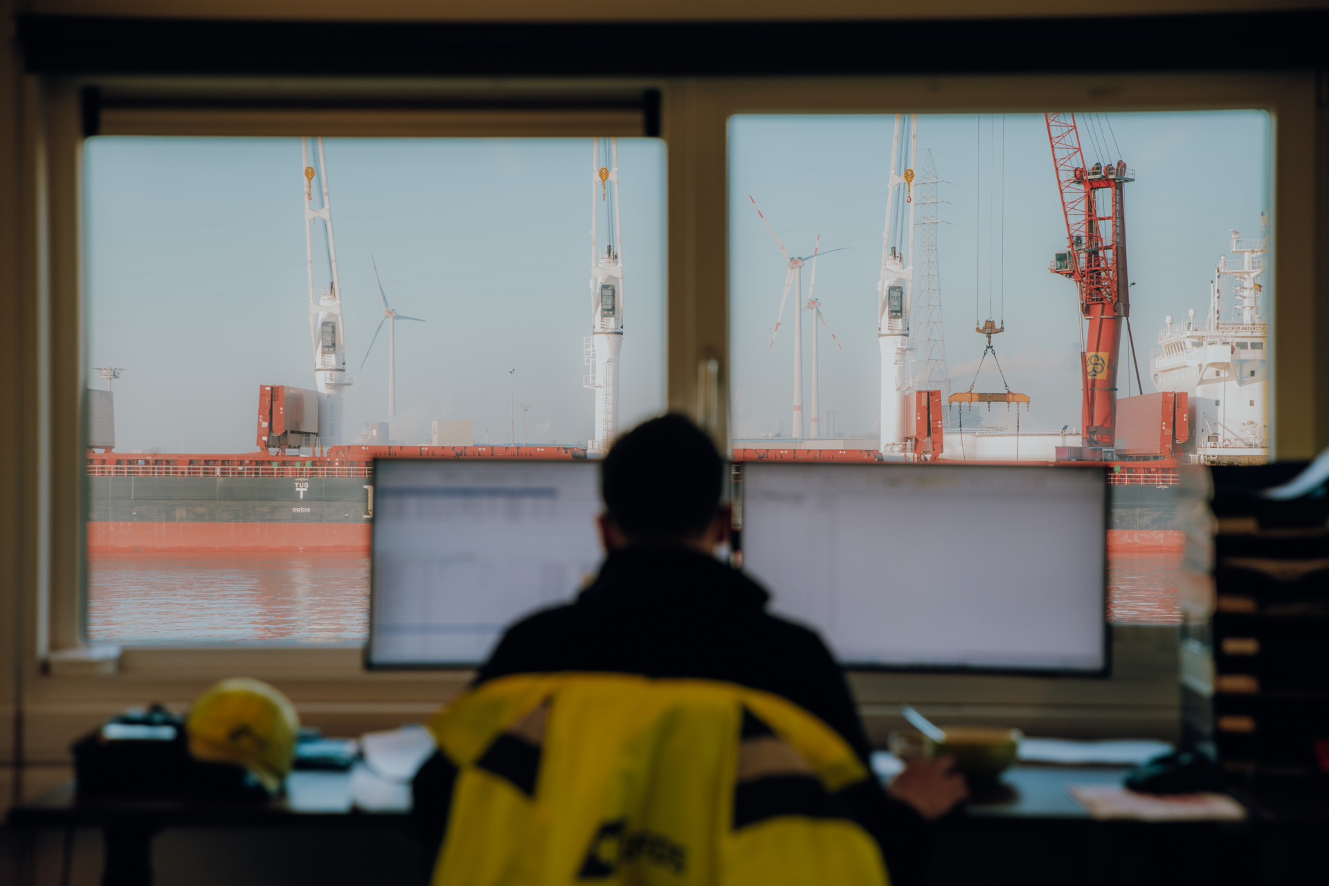 Picture of the control room of DFDS in North Sea Port’s Ghent sub-area.
