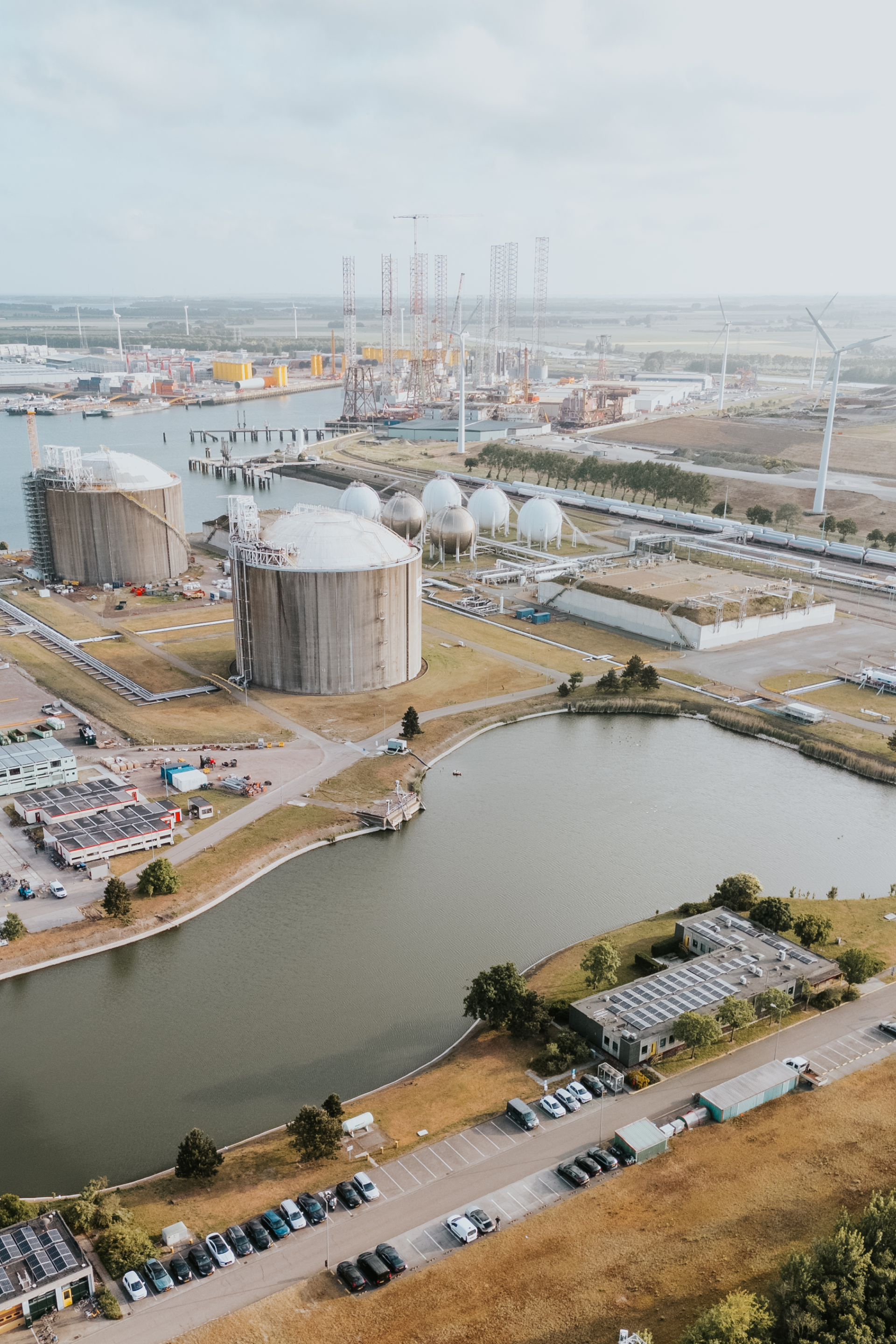 Picture of the Vopak terminal and storage tanks in the Vlissingen port area of North Sea Port.